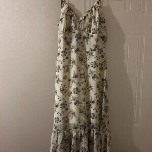 White Floral Midi Dress